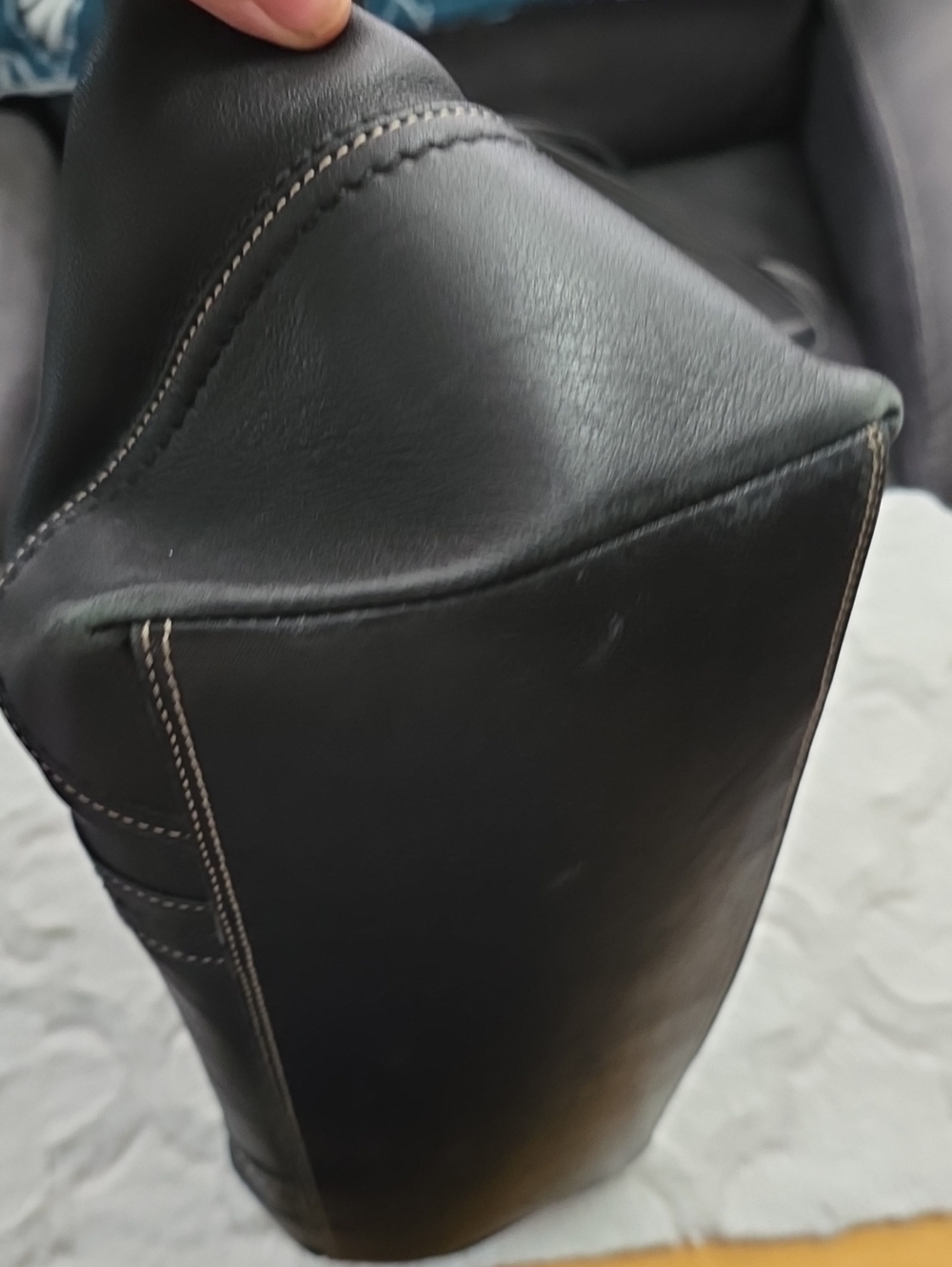 Men's Black Leather Coach Tote Bag with Silver Buckles - Picture 5 of 6